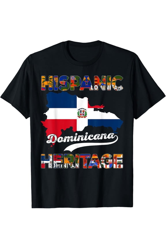 Dominicana Hispanic Heritage Month Dominican Republic Map T-Shirt