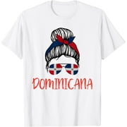 Dominicana Messy Bun Shirts Women, Girls Dominican Republic T-Shirt