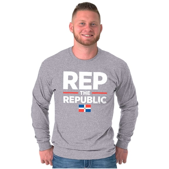 Dominicana Rep the Republic Cool Flag Plus Size Long Sleeve Graphic Tee Shirt Brisco Brands 3X