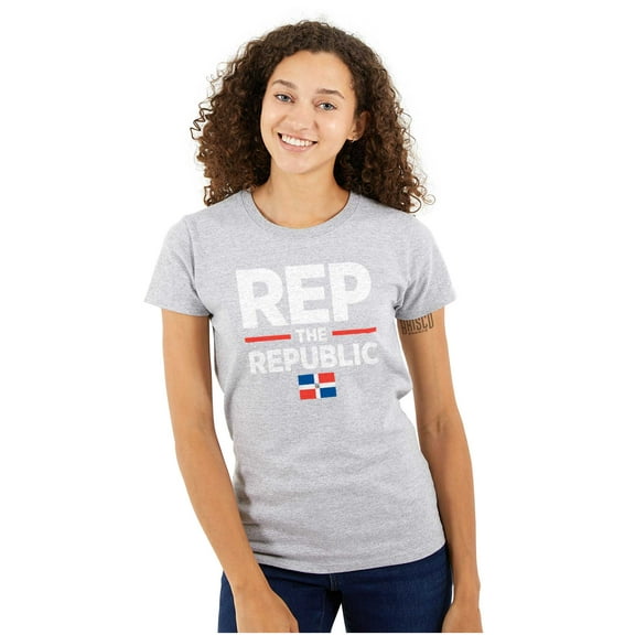 Dominicana Rep the Republic Cool Flag Womens Slim Fit Graphic Tee Brisco Brands X