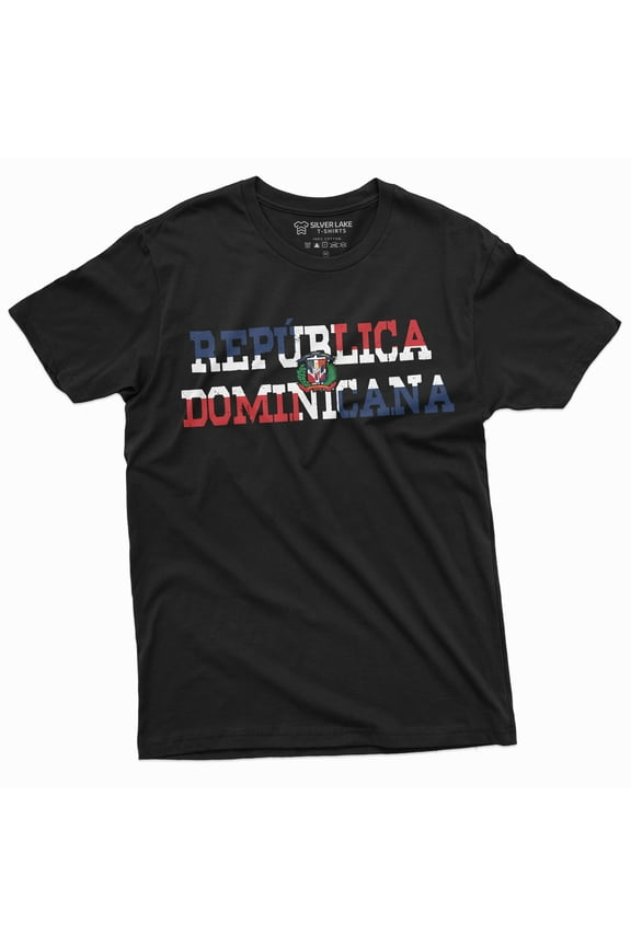 Dominicana T-Shirt Dominican Republic Flag Coat Of Arms Patriotic Tee Shirt Mens Womens Tee (Large Black)