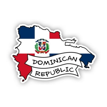 Dominicano Shaped Dominican Republic Flag Sticker Decal - Self Adhesive Vinyl - Weatherproof - Made in USA - ribbon country pride