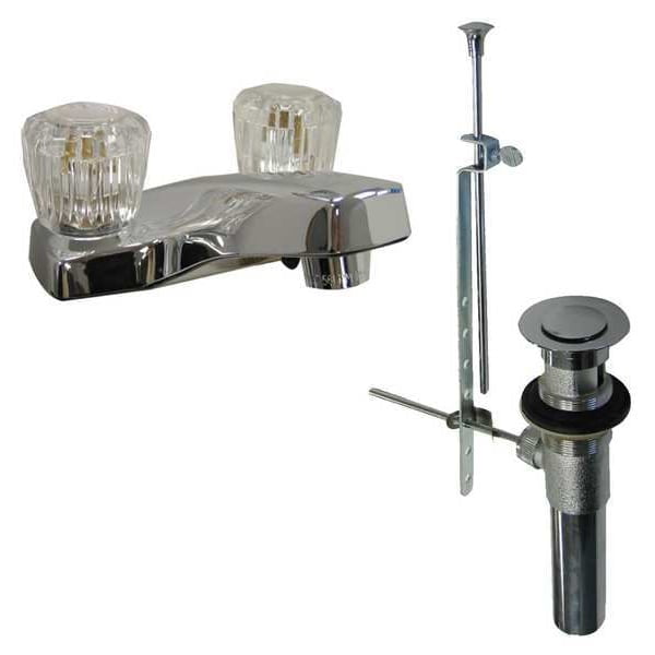 Chrome Dual Knob Centerset Bathroom Sink Faucet with Pop-Up Drain