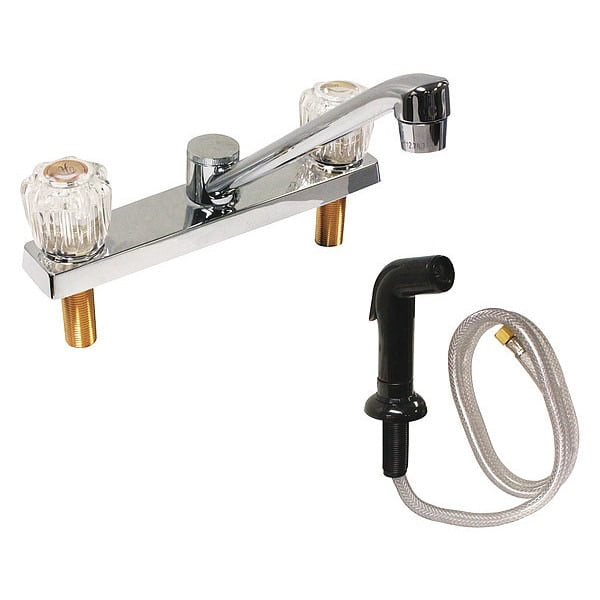 Chrome Low Arc Kitchen Faucet with Acrylic Handles