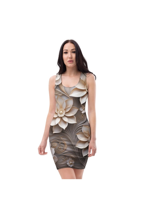 Dominique, Floral Poly-Span Dress, Ladies Floral Dress, Floral Dress