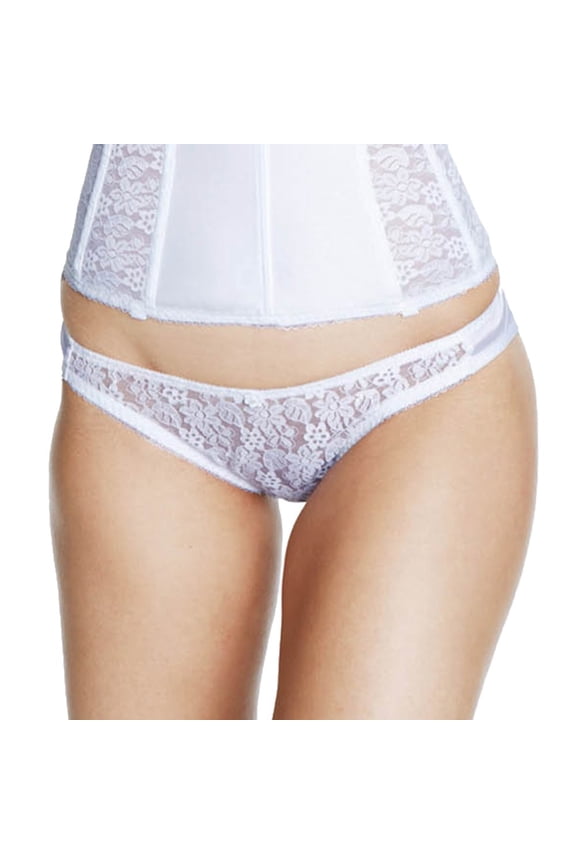 WHITE Lace Front Bikini Panty, US Large
