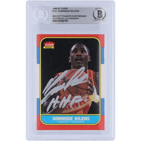Dominique Wilkins Atlanta Hawks Autographed 1986-87 Fleer Silver Ink #121 Beckett Fanatics Witnessed Authenticated Card with "HHR" Inscription - Fanatics Authentic Certified