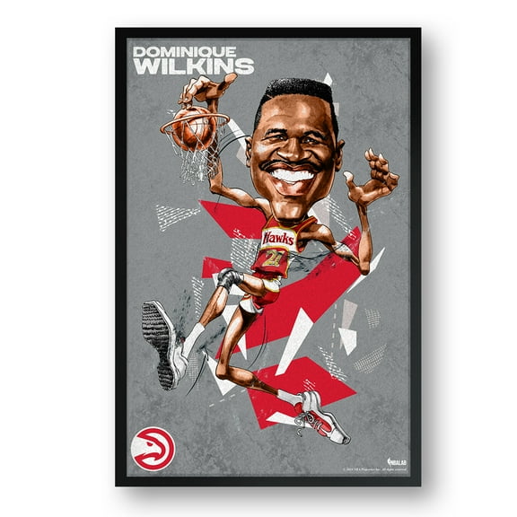 Dominique Wilkins Atlanta Hawks Framed 27" x 39" Player Caricature Art