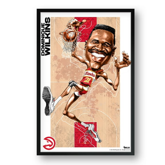 Dominique Wilkins Atlanta Hawks Framed 27" x 39" Player Caricature Art