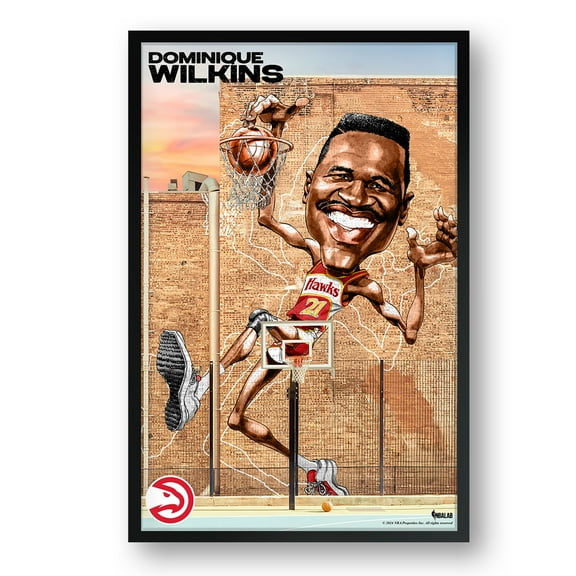 Dominique Wilkins Atlanta Hawks Framed 27" x 39" Player Caricature Art