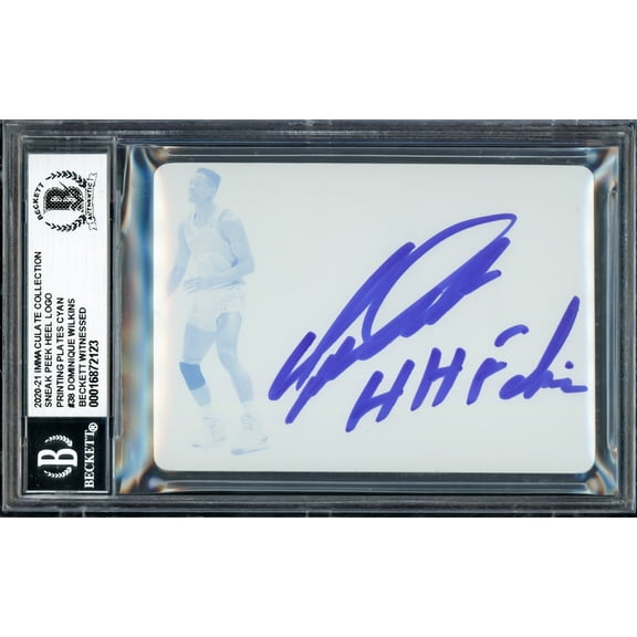 Dominique Wilkins Autographed 2020-21 Immaculate Collection Sneak Peak Printing Plates Cyan Card #38 Atlanta Hawks "HH Film" #1/1 Beckett BAS Witness #16872123