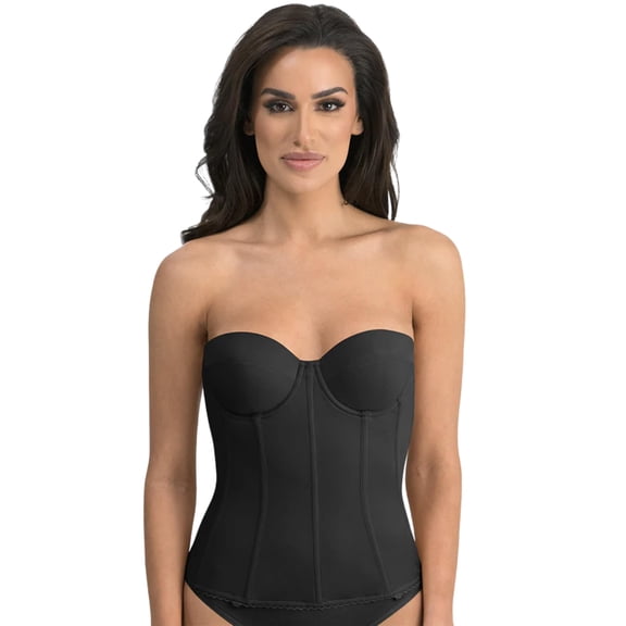 Dominique Women’s Brianna Longline Strapless Bra #8980 – Low Back Bridal Corset with Removable Garters - Lingerie for Women