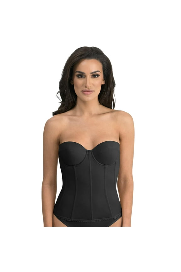 Women’s Brianna Longline Strapless Bra #8980 – Low Back Bridal Corset with Removable Garters - Lingerie for Women