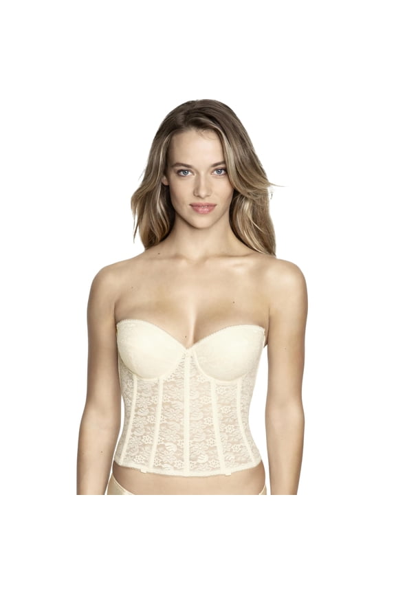 Women’s Hannah Strapless Push-Up Longline Bra #7759 - Low Back Corset with Padded Cups - Lingerie for women