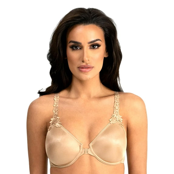 Dominique Women’s Meryl Front Closure Minimizer Racerback Bra #7050 – Seamless Full Figure Underwire Lingerie for women