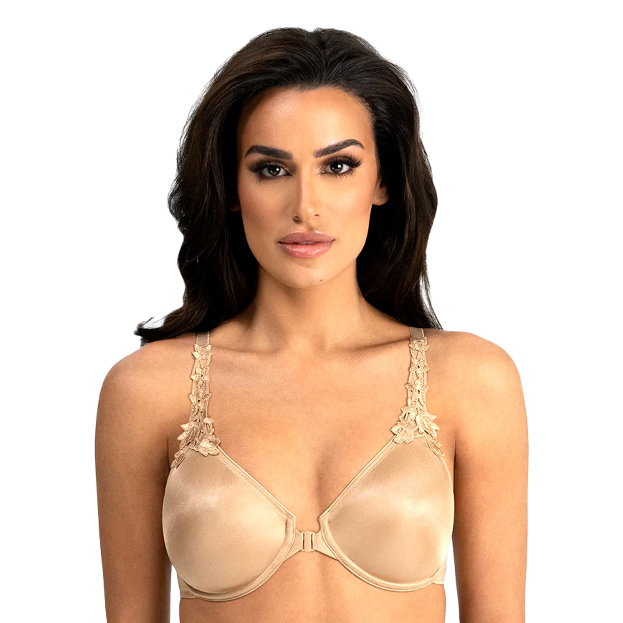 Dominique Women’s Meryl Front Closure Minimizer Racerback Bra #7050 – Seamless Full Figure Underwire Lingerie for women