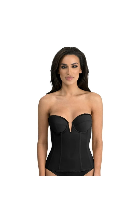 Women’s Vivienne Strapless Longline Bra - V-Wire Bridal Corset Top, Detachable Garters - Lingerie For women