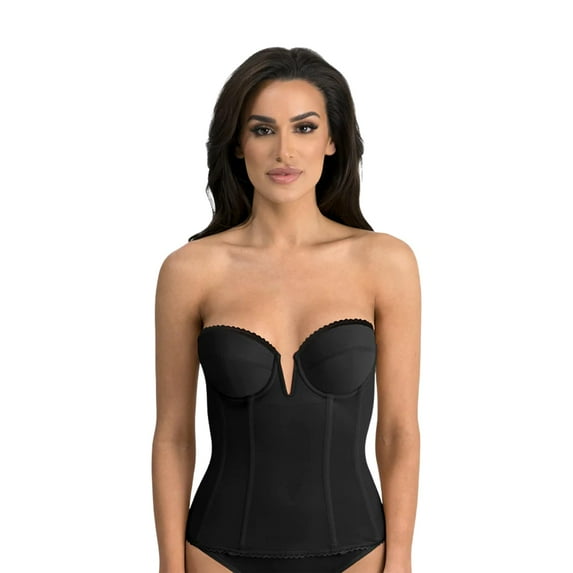 Dominique Women’s Vivienne Strapless Longline Bra - V-Wire Bridal Corset Top, Detachable Garters - Lingerie For women