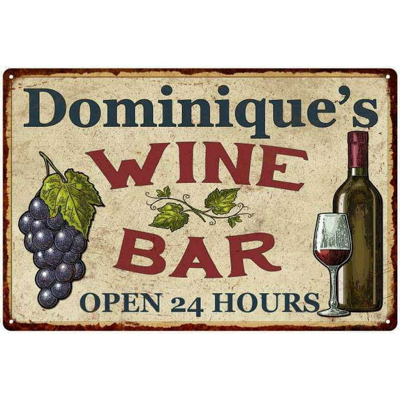 Dominique's Rustic Wine Bar Sign Wall Décor Kitchen 12x18 Metal 112180056969