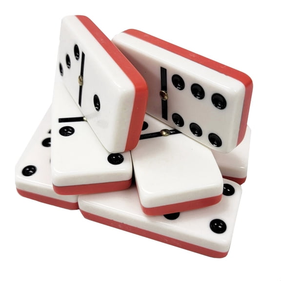 Domino Double Six 6 Red-White Two Tone Jumbo Pro Size Spinners - Wood Box