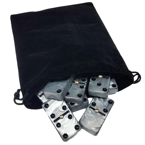 Domino Double Six 6 Silver Big Tournament Pro Size Spinners Deluxe Velvet Bag