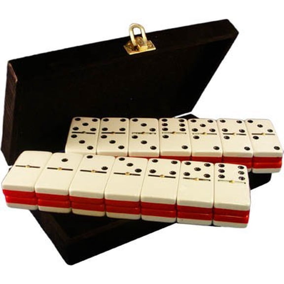 Domino Double Six 6 Two Tone Red White Jumbo ProTournament Size Velvet Box