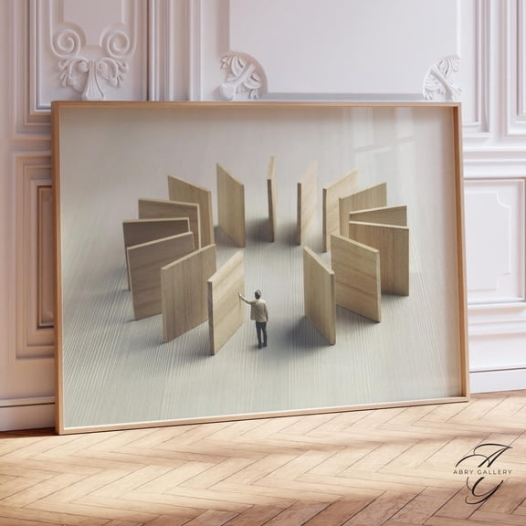 Domino Effect Art Poster: Minimalist Geometric Wall Decor, Unframed Poster Size 24x36