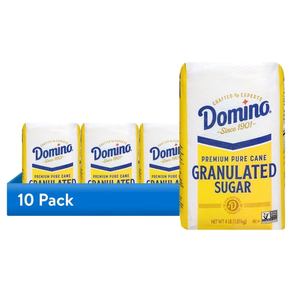 (10 pack) Domino Pure Cane Granulated Sugar, 4 lb. Bag