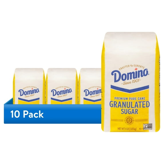 (10 pack) Domino® Premium Cane Granulated Sugar, 4 lb Bag - Gluten-Free Kosher Non-GMO