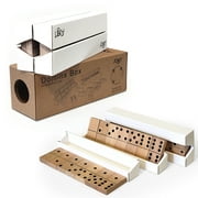 Domino Game Set of 28 | Professional Double 6s | Multi-use Box | Trays to Stand Tiles | by ADesign+ Wood & Cardboard