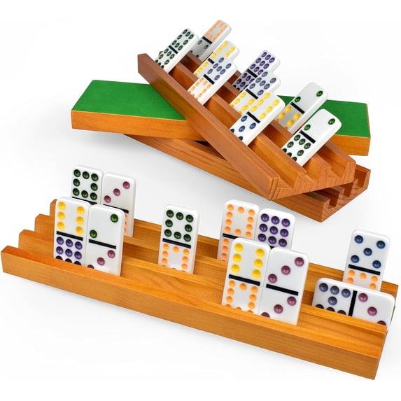 Dominoe Racks Domino Holders for Classic Board Games - Wooden Domino Racks Set of 4 ...