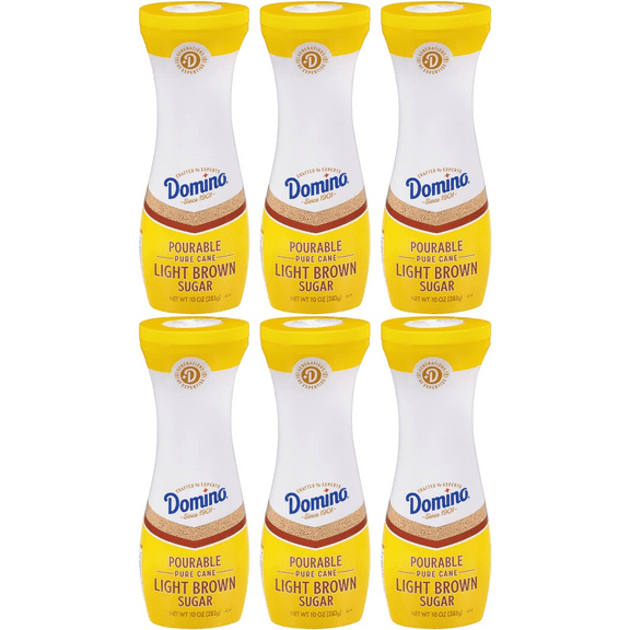 Domino Light Brown Sugar Pure Cane Sugar Quick Dissolve Superfine, 10 Ounce Canisters (Pack of 6 Wholesale Bulk Box)