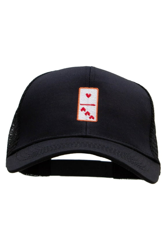 Domino Piece Embroidered High Profile Mesh Cap - Black OSFM