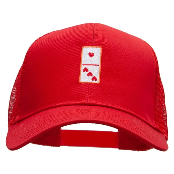 Domino Piece Embroidered High Profile Mesh Cap - Red OSFM