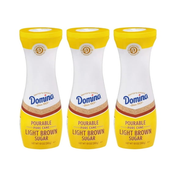 Domino Pourable Light Brown Sugar Dispenser with Flip Top Lid, 10 oz, Pack of 3