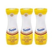 Domino Pourable Light Brown Sugar Dispenser with Flip Top Lid, 10 oz, Pack of 3