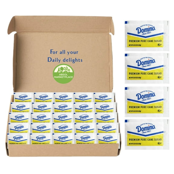 Domino Premium Pure Cane Granulated Sugar Packets, 0.10 Oz (2.8 Gram) l Pack of 300