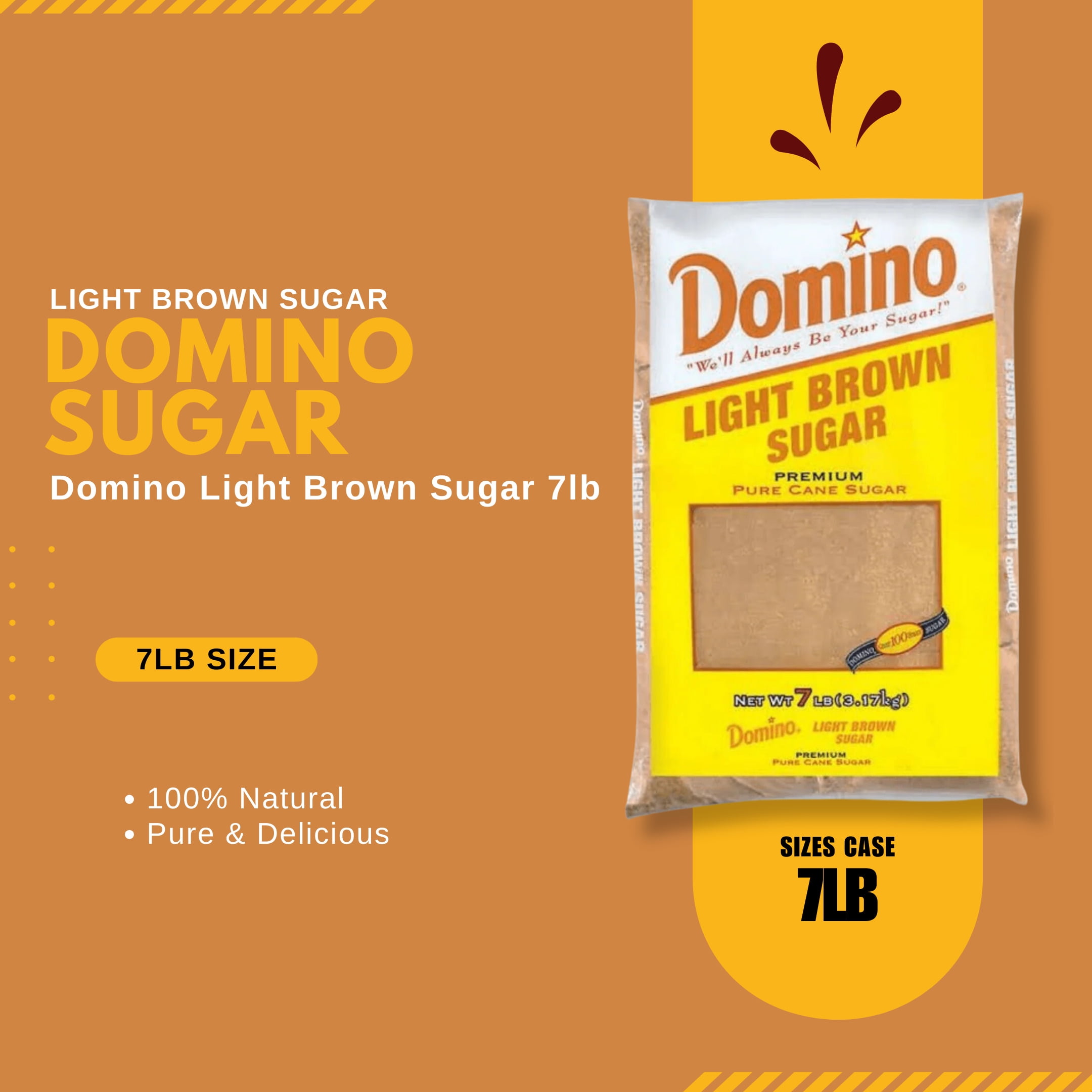 Domino Pure Cane Light Brown Sugar 7 LB - Walmart.com