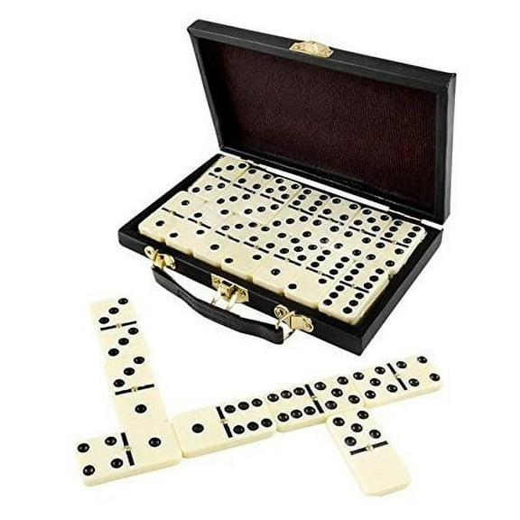 Domino Set Premium Classic 28 Pieces Double Six In Brown Box Party Favors Game (Travel Size)