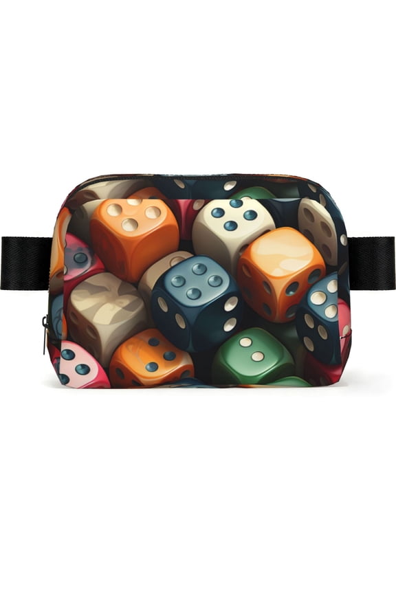 Domino Stones Dice Game Square Fanny Pack Fashion Belt Bag with Adjustable Strap Crossbody Chest Bag for Travel, Running, Gym