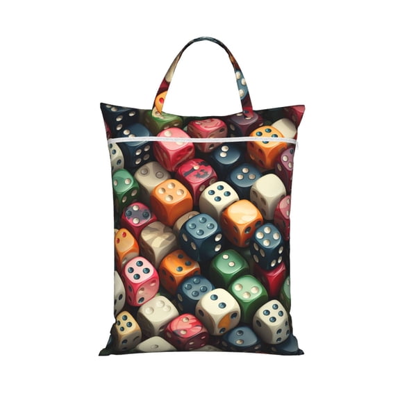 Domino Stones Dice Game Travel Dirty Laundry Bag 1 PC , Portable Hanging Storage Bag for Gym Camping Beach Business Trips