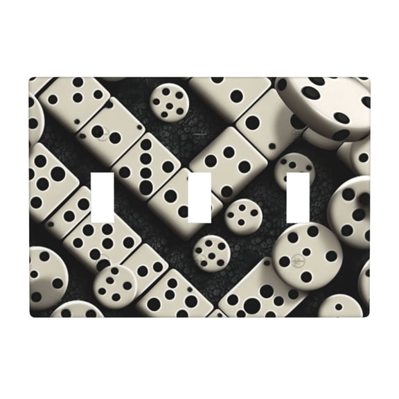 Domino Stones Dominoes Dice Game 3 Gang Light Switch Cover Decorative Triple Toggle Wall Plate for Kitchen Bedroom Bathroom Living Room Decor