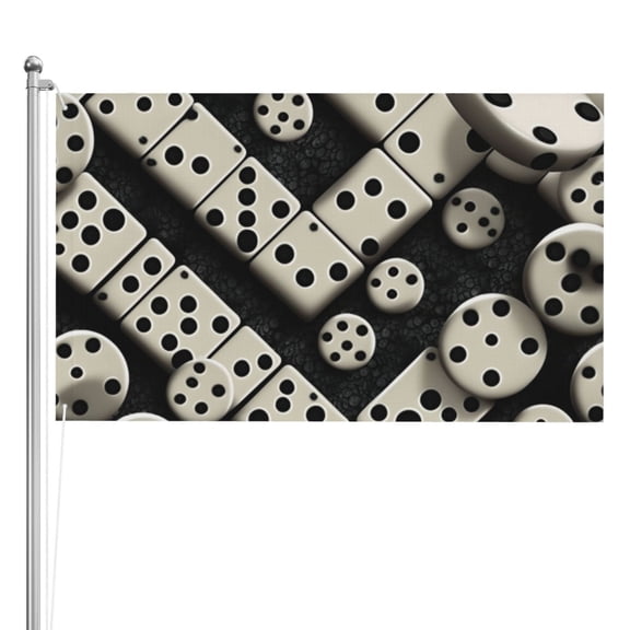 Domino Stones Dominoes Dice Game Double Sided Flag 3x5FT Reversible Garden Flag Outdoor Decor for House, Porch, Lawn, Yard, Indoor Wall, Party Decoration