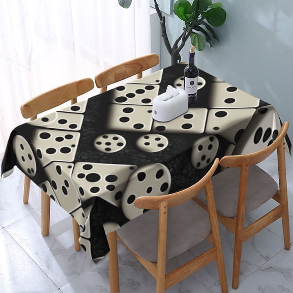 Domino Stones Dominoes Dice Game Rectangular Tablecloth 54"x 72" Waterproof Rectangle Table Cover Cloth for Kitchen Dining Room Picnic Home Party