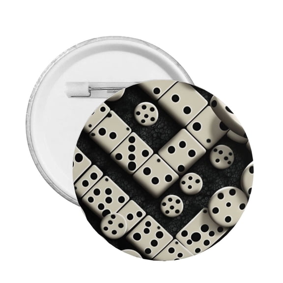 Domino Stones Dominoes Dice Game Round Button Pin Badge 5PCS Pinback Buttons Lapel Pin for Jacket, Backpack, Hat, Party Favor, Gift