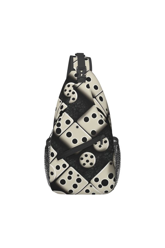 Domino Stones Dominoes Dice Game Sling Backpack Shoulder Chest Crossbody Bag Causal Travel Hiking Daypack