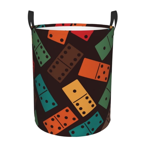 Domino Stones Dominoes Game Dice Foldable Laundry Hamper with Handle Storage Basket for Clothes Toys & Organizing