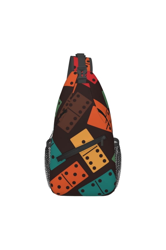 Domino Stones Dominoes Game Dice Sling Backpack Shoulder Chest Crossbody Bag Causal Travel Hiking Daypack