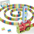 Domino Train,217 Pcs Dominoes for Kids with Steam,Light & Sound