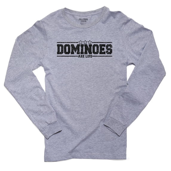 Dominoes Are Life - with Stars Domino Love Men's Long Sleeve Grey T-Shirt